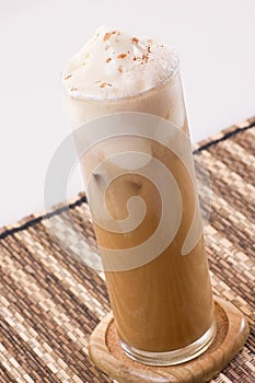 A Glass of Ice Coffee with Cream