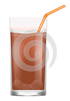 Glass of ice coffee icon, realistic style