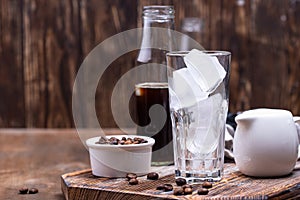 Glass with ice for cold brew coffee