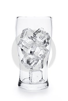 Glass with ice cubes. Isolated on white background.