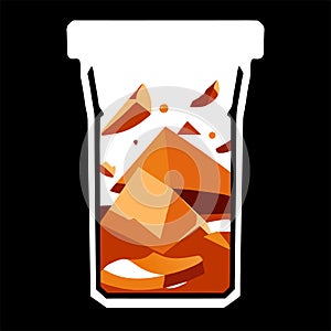 A glass of ice cubes. Vector illustration on a black background. generative AI