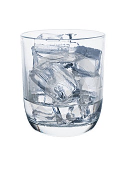 Glass of ice and water isolated on white background with clipping path