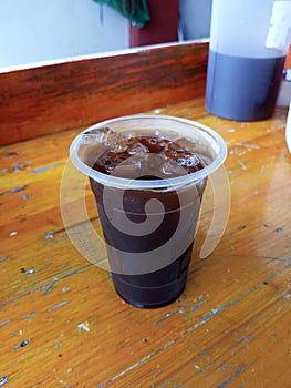 Glass of iced americano coffee