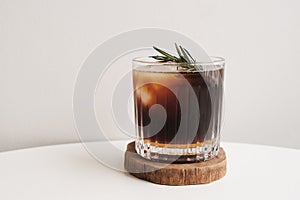 A glass of iced black coffee