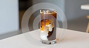 Coffee Drink with Milk in Glass