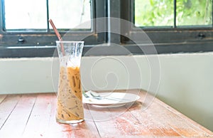 glass of iced expresso coffee