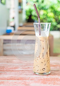 glass of iced expresso coffee