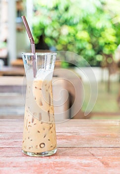 glass of iced expresso coffee