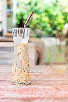 glass of iced expresso coffee
