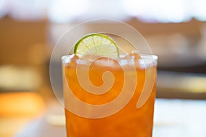 Glass of Iced lemon tea cold drink