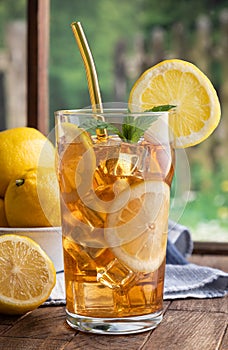Glass of Iced Tea With Lemon