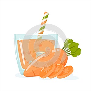 Glass with ices, carrot and slices