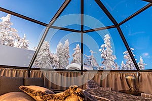 Glass igloo in Lapland near Sirkka, Finland