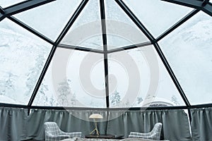 Glass igloo in Lapland near Sirkka, Finland