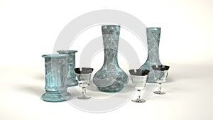 Glass and iron with verdigris photo