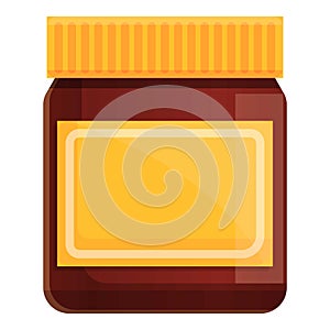 Glass jar chocolate paste icon, cartoon style