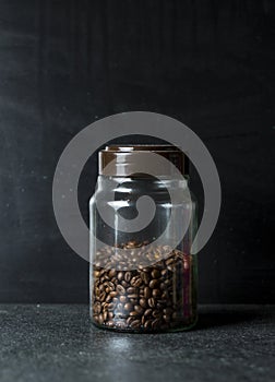 Glass jar with coffee beans