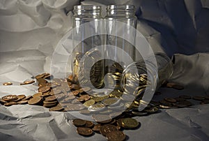 Glass jar of euro coins