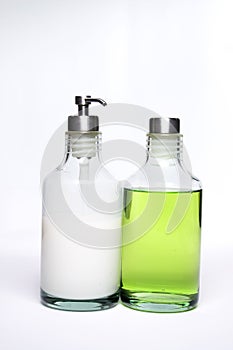 Glass jar with green and white gel