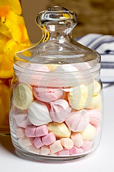 Glass jar with homemade sweet marhmellows