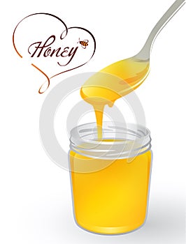 Glass jar with honey