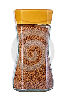 Glass jar with instant coffee granules