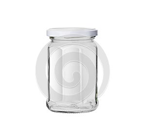 Glass jar isolated on white background with