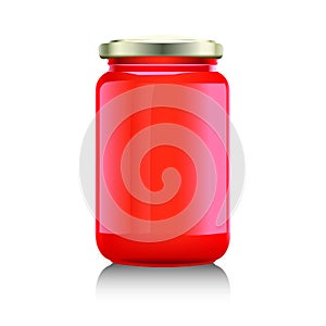 Glass jar with jam,