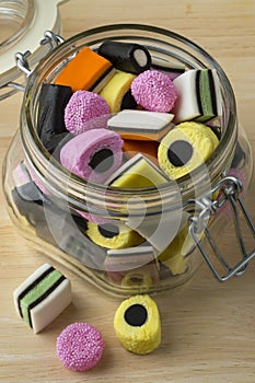 Glass jar with Liquorice allsorts