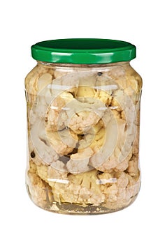 Glass jar with marinated