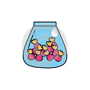 Glass jar packing sweet and candies icon line fill