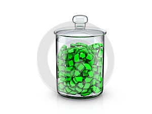 Glass jar with recycle symbols copy