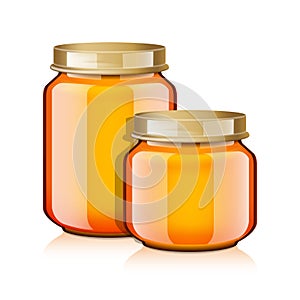 Glass Jar set For Honey, Jam, Jelly or Baby Food Puree realistick Mock Up Template