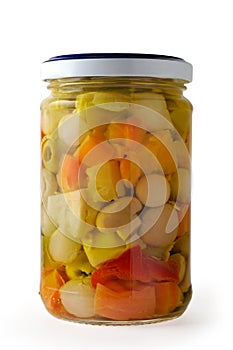 Glass jar of vegetables