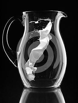 Glass jar and white liquid