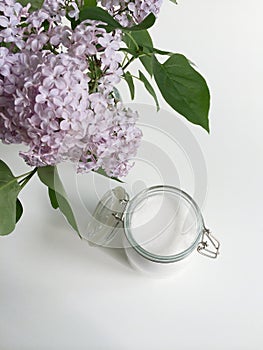 Glass jar of white sugar