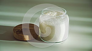Glass Jar with White Sugar