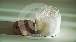 Glass Jar with White Sugar