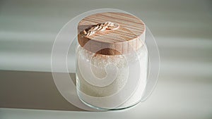 Glass Jar with White Sugar