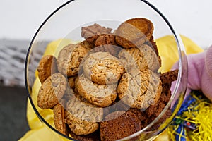 Glass jars with biscuit