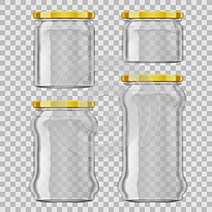 Glass Jars For Canning, Preserving With Golden Lid