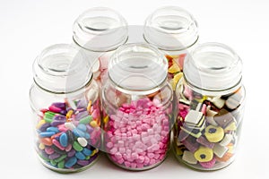 Glass jars filled with candy