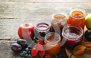 Glass jars with jam