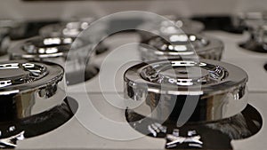 Jars stand on the shelf of the store