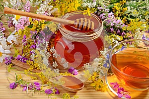 Glass jat of honey