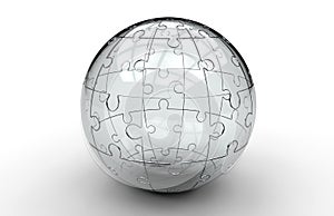 Glass jigsaw puzzle sphere