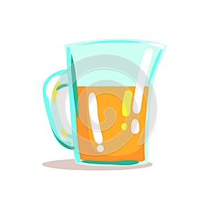 Glass Jug With Fresh Squeezed Orange Juice Drink Cool Style Bright Illustration