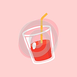 Glass of Juice vector icon. Delicious looking fast food