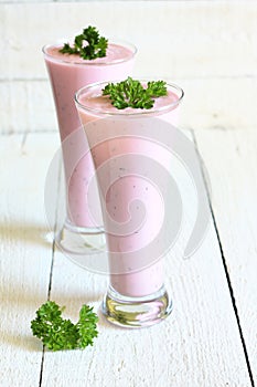 Glass of kefir with chilled beet