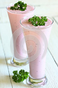 Glass of kefir with chilled beet